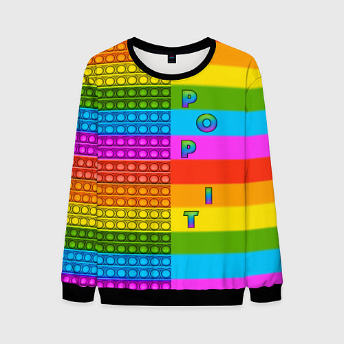 Мужской свитшот POP it вертикальная надпись / 3D-Черный – фото 1