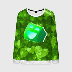 Свитшот мужской Geometry Dash: Green Love Z, цвет: 3D-белый