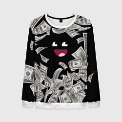 Свитшот мужской Деньги и купюры смайл, цвет: 3D-белый