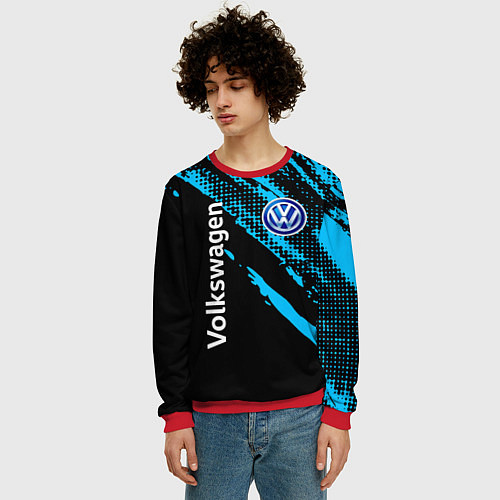 Мужской свитшот Volkswagen Фольксваген / 3D-Красный – фото 3