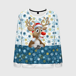 Свитшот мужской Весёлый Оленёнок, цвет: 3D-белый