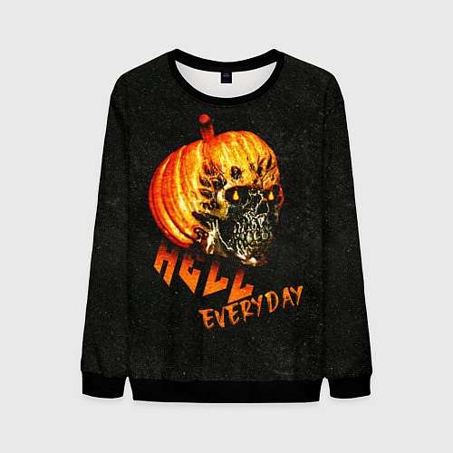 Мужской свитшот Helloween череп тыква scull pumkin / 3D-Черный – фото 1