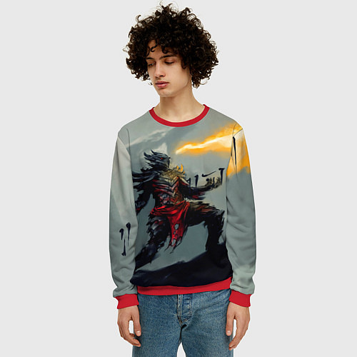 Мужской свитшот Dragonborne is here / 3D-Красный – фото 3