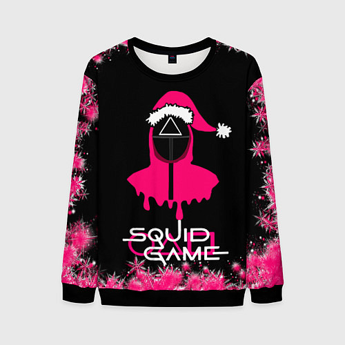 Мужской свитшот Squid Game : Игра в кальмара : СНЕЖИНКИ / 3D-Черный – фото 1