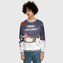 Свитшот мужской Happy New Year 2022 Тигр, цвет: 3D-меланж — фото 2