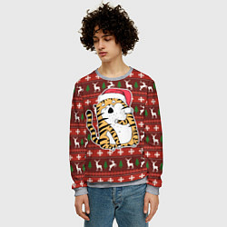 Свитшот мужской Рождественский удивленный тигр, цвет: 3D-меланж — фото 2