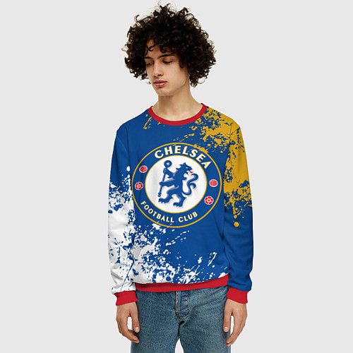 Мужской свитшот ЧЕЛСИ, БРЫЗГИ КРАСОК / 3D-Красный – фото 3