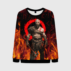 Свитшот мужской GOD OF WAR РАГНАРЁК, КРАТОС В ОГНЕ, цвет: 3D-черный
