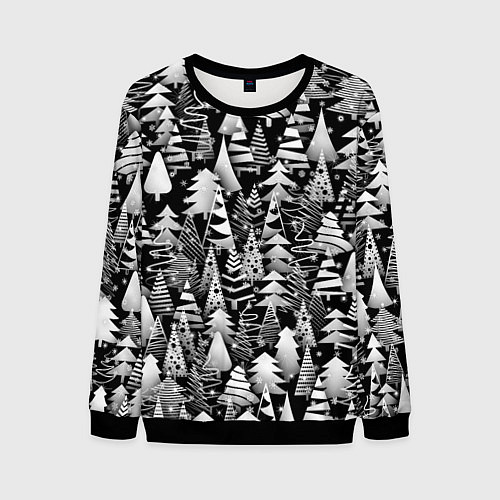 Мужской свитшот Лес абстрактных ёлок / 3D-Черный – фото 1