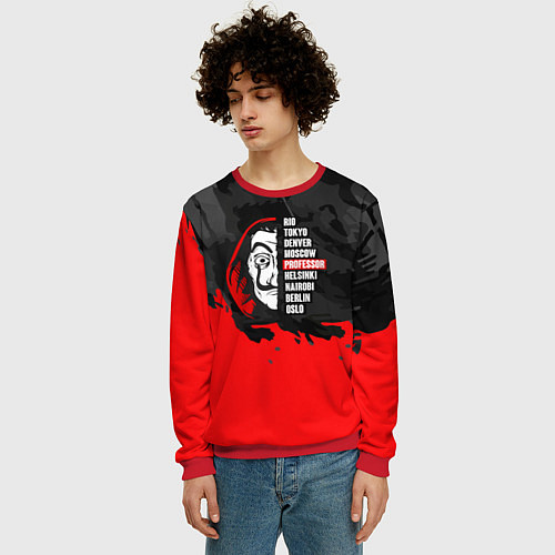 Мужской свитшот La Casa de Papel Professor / 3D-Красный – фото 3