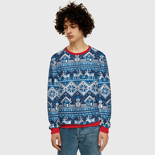 Мужской свитшот Christmas Pattern / 3D-Красный – фото 3