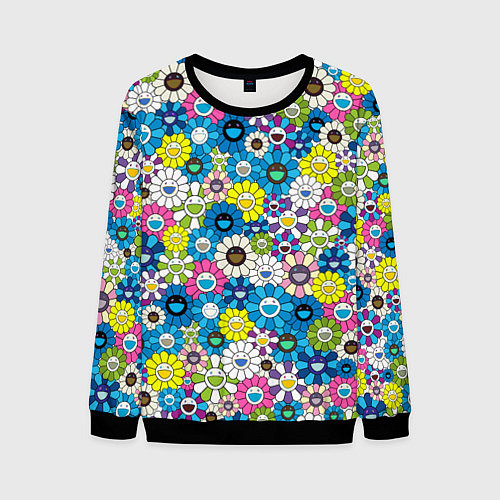Мужской свитшот Takashi Murakami Улыбающиеся цветы / 3D-Черный – фото 1
