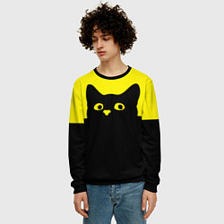 Свитшот мужской Котик голова кота, цвет: 3D-черный — фото 2
