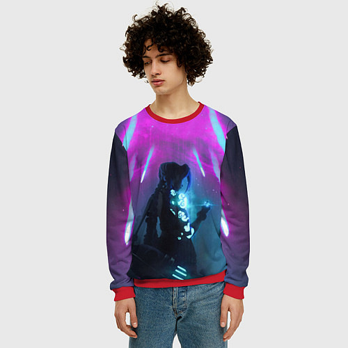 Мужской свитшот LEAGUE OF LEGENDS, ДЖИНКС / 3D-Красный – фото 3