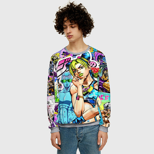 Мужской свитшот JoJos Bizarre Adventure - Джолин Кудзё / 3D-Меланж – фото 3