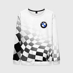 Свитшот мужской BMW, БМВ СПОРТ, ФИНИШНЫЙ ФЛАГ, цвет: 3D-белый