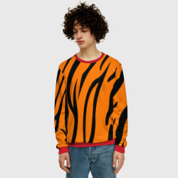 Свитшот мужской Текстура тиграtiger, цвет: 3D-красный — фото 2