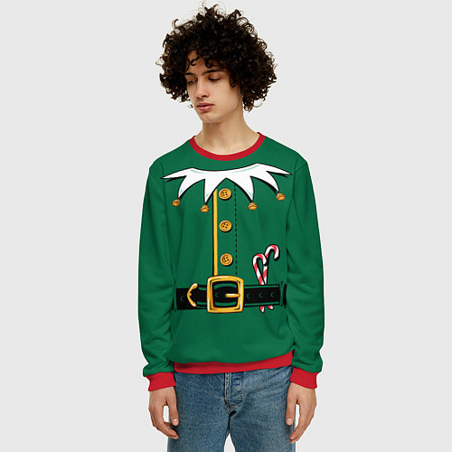 Мужской свитшот Christmas Elf Outfit / 3D-Красный – фото 3