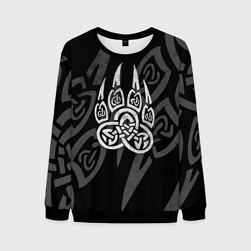Мужской свитшот ПЕЧАТЬ ВЕЛЕСА КОГТИ БЕЛЫЕ / 3D-Черный – фото 1