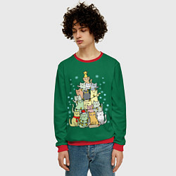 Свитшот мужской Коты Построение ёлкой, цвет: 3D-красный — фото 2