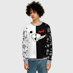 Свитшот мужской НОВОГОДНИЙ МОНОКУМА ЧЁРНО БЕЛЫЙ НОВЫЙ ГОД 2022, цвет: 3D-меланж — фото 2