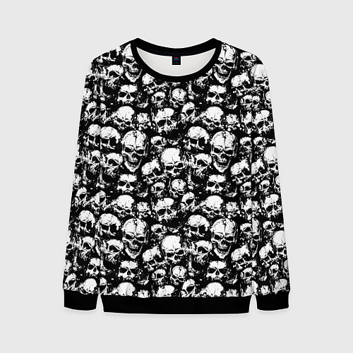 Мужской свитшот Screaming skulls / 3D-Черный – фото 1
