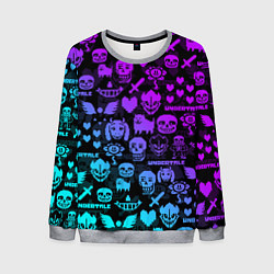 Свитшот мужской UNDERTALE NEON PATTERN УЗОР, цвет: 3D-меланж