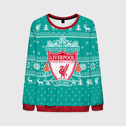 Свитшот мужской НОВОГОДНИЙ СВИТЕР LIVERPOOL, цвет: 3D-красный