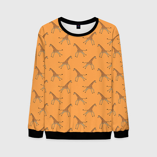 Мужской свитшот Жирафы паттерн / 3D-Черный – фото 1