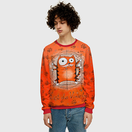 Мужской свитшот Kot da Vinci / 3D-Красный – фото 3
