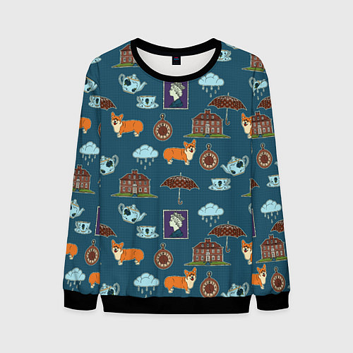 Мужской свитшот Англия паттерн / 3D-Черный – фото 1