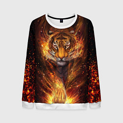 Свитшот мужской Огненный тигр Сила огня, цвет: 3D-белый