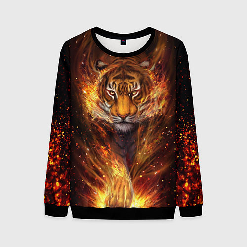 Мужской свитшот Огненный тигр Сила огня / 3D-Черный – фото 1