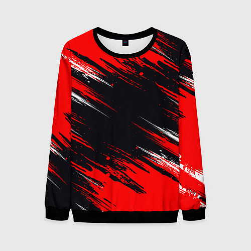 Мужской свитшот БЕЛО-КРАСНАЯ КРАСКА / 3D-Черный – фото 1