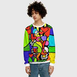 Свитшот мужской Romero Britto - love you, цвет: 3D-белый — фото 2