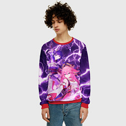 Свитшот мужской Genshin Impact - Яэ и Эи, цвет: 3D-красный — фото 2