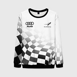 Свитшот мужской Audi Quattro, Ауди Кватро, Финишный флаг, цвет: 3D-черный