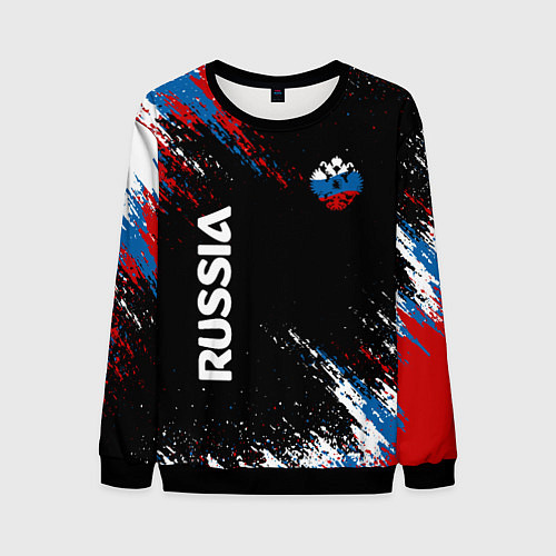 Мужской свитшот Russia Штрихи в цвет Флага / 3D-Черный – фото 1