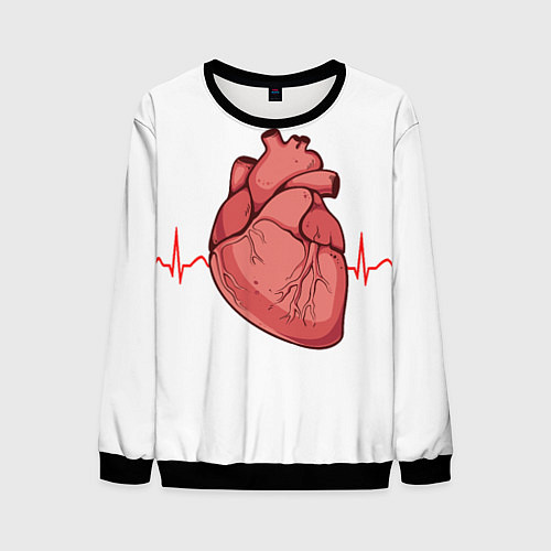 Мужской свитшот Анатомия сердца / 3D-Черный – фото 1