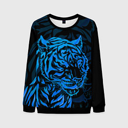 Свитшот мужской Голубой тигр Blue, цвет: 3D-черный