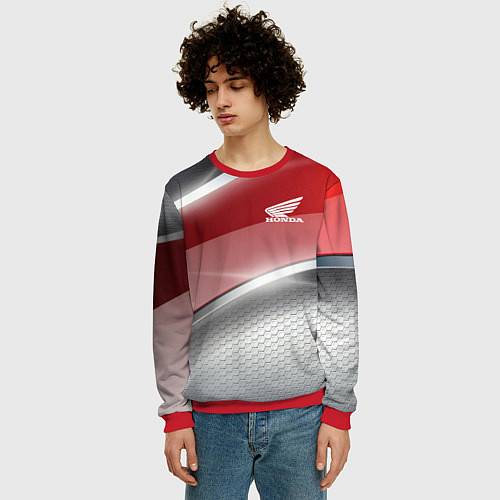 Мужской свитшот Honda Текстура / 3D-Красный – фото 3
