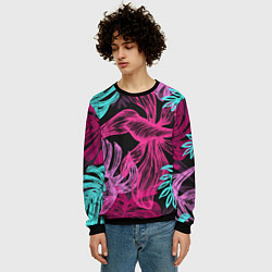 Свитшот мужской Папоротниковый неон, цвет: 3D-черный — фото 2