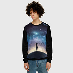 Свитшот мужской Маленький принц на фоне космоса, цвет: 3D-черный — фото 2