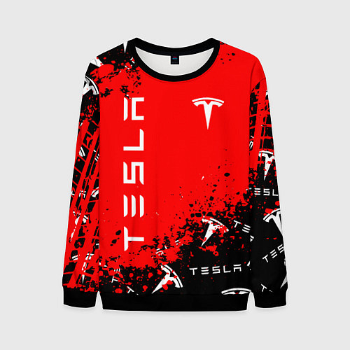 Мужской свитшот Tesla следы от шин / 3D-Черный – фото 1