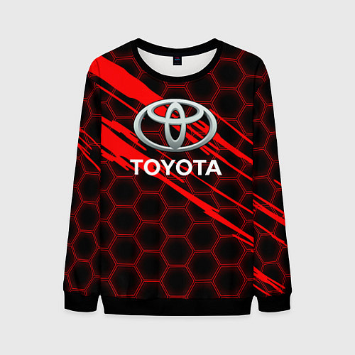 Мужской свитшот Toyota: Красные соты / 3D-Черный – фото 1