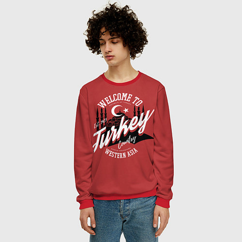Мужской свитшот Турция - Turkey / 3D-Красный – фото 3