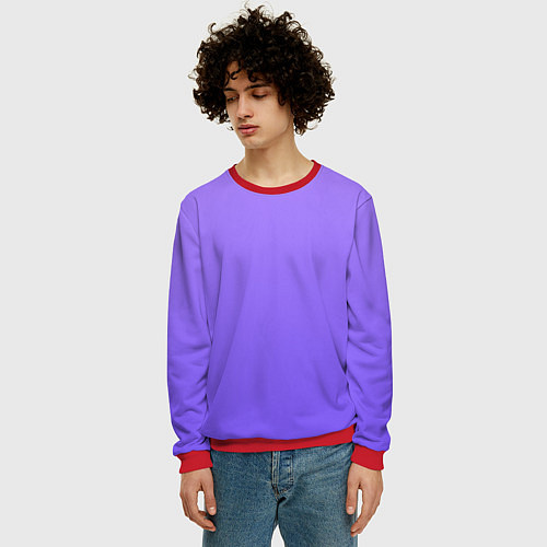 Мужской свитшот Красивый фиолетовый светлый градиент / 3D-Красный – фото 3