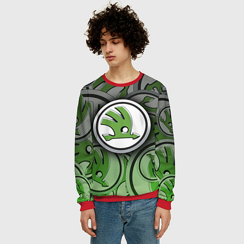 Мужской свитшот Skoda Carbone Pattern / 3D-Красный – фото 3