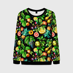 Мужской свитшот Сочные фрукты - персик, груша, слива, ананас