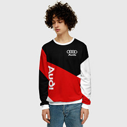 Свитшот мужской Audi Ауди Черный Красный Белый, цвет: 3D-белый — фото 2